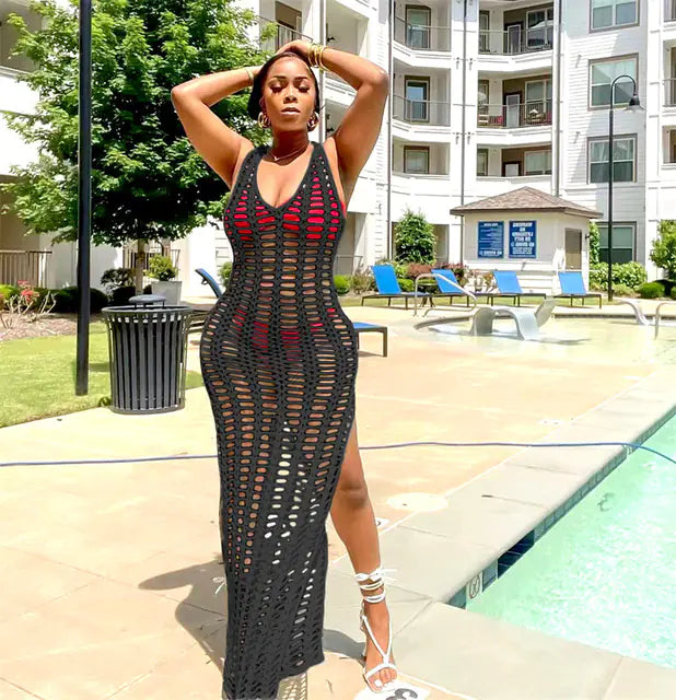 Crochet Knitted Beach Maxi Dress for Women