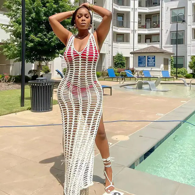 Crochet Knitted Beach Maxi Dress for Women