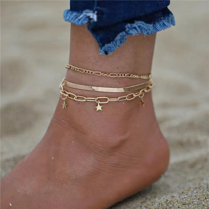 Simple Beach Butterfly Multi-layer Anklet for Women