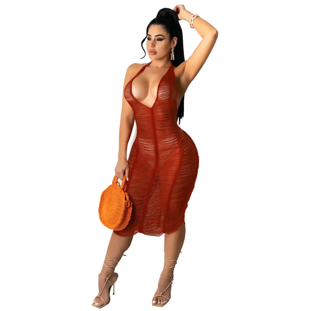 Sexy See-through Hollow Beach Dress for Women