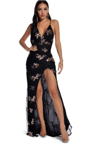 Sequined Sleeveless Backless Maxi Dress