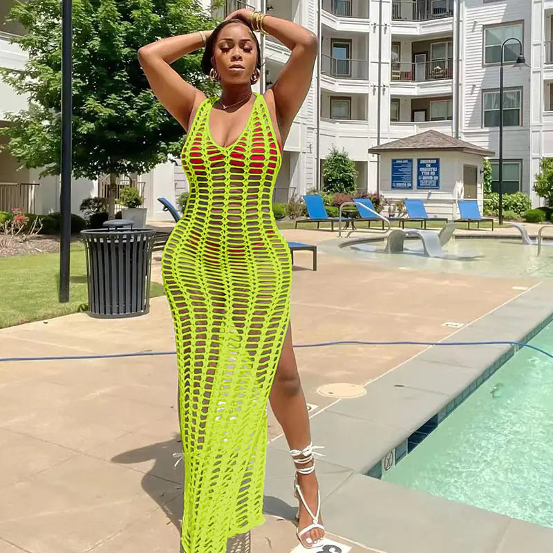 Crochet Knitted Beach Maxi Dress for Women