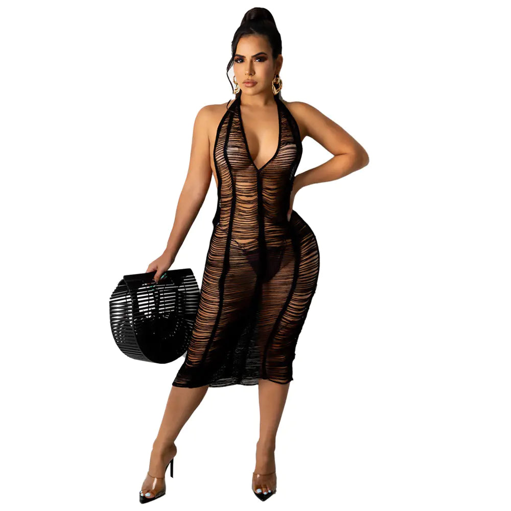 Sexy See-through Hollow Beach Dress for Women