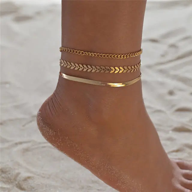 Simple Beach Butterfly Multi-layer Anklet for Women