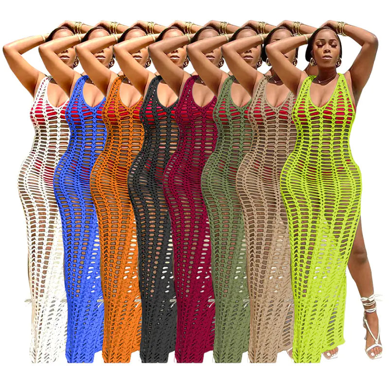 Crochet Knitted Beach Maxi Dress for Women