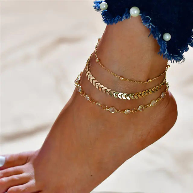 Simple Beach Butterfly Multi-layer Anklet for Women