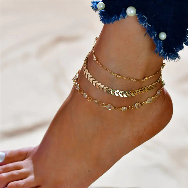 Simple Beach Butterfly Multi-layer Anklet for Women